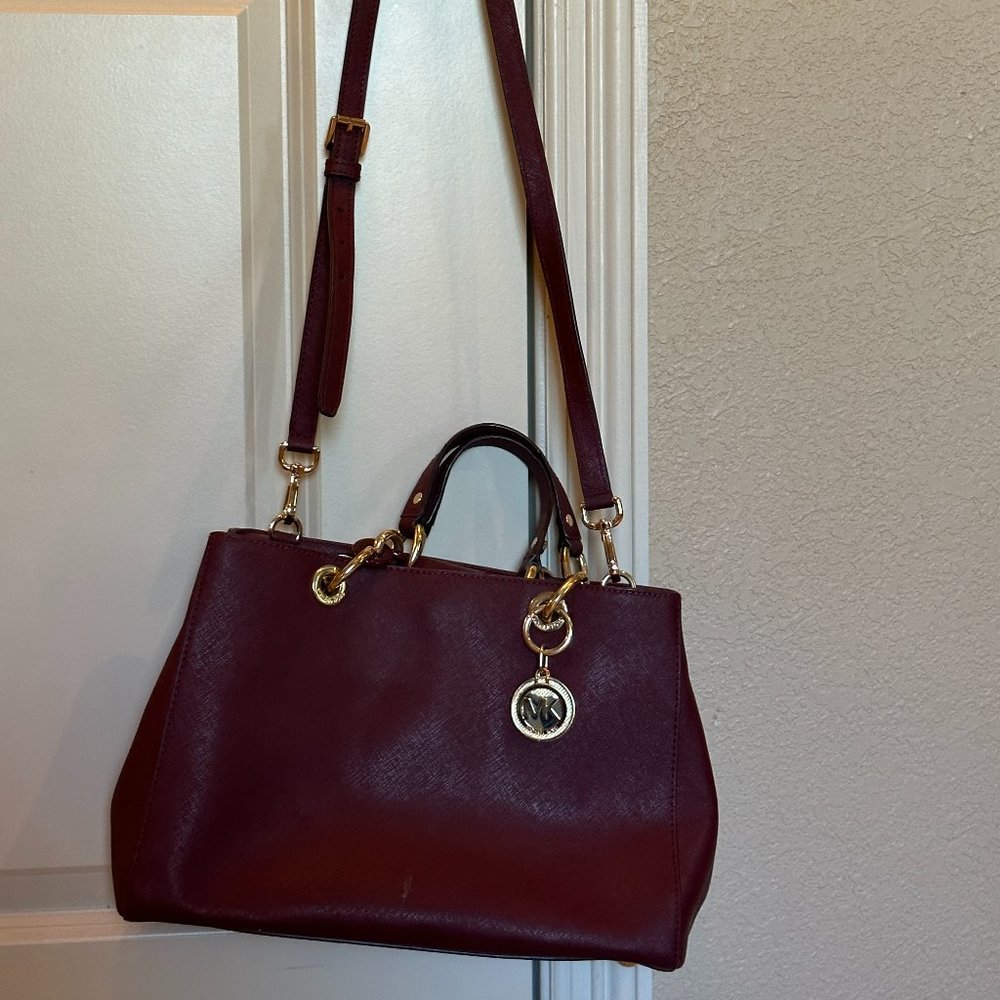 Michael Kors Cynthia Medium Satchel Merlot (Authentic - no dust bag)
